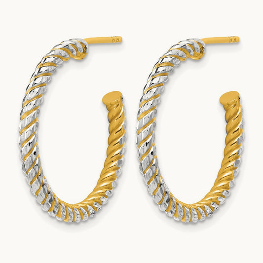 w/ Polished and Diamond-cut J-Hoop Earrings — Leslie's — 25mm