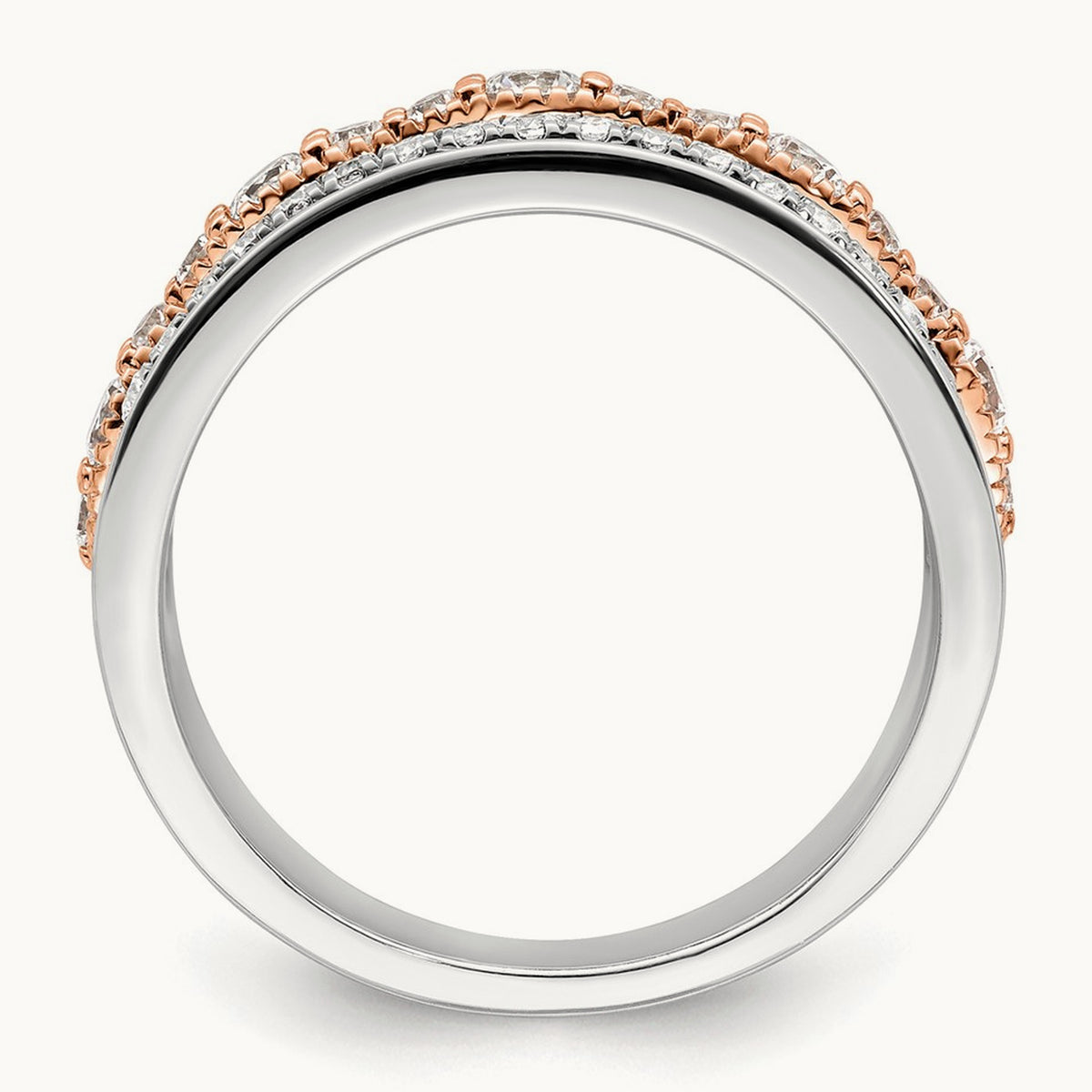 Complete Diamond Wedding Band, 14K White with Rose Gold