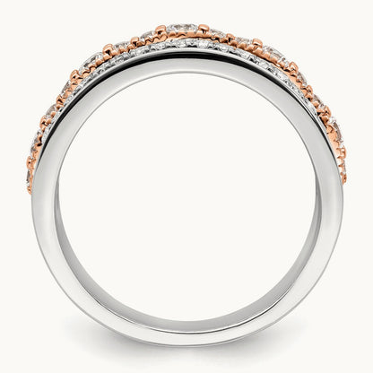 Complete Diamond Wedding Band, 14K White with Rose Gold