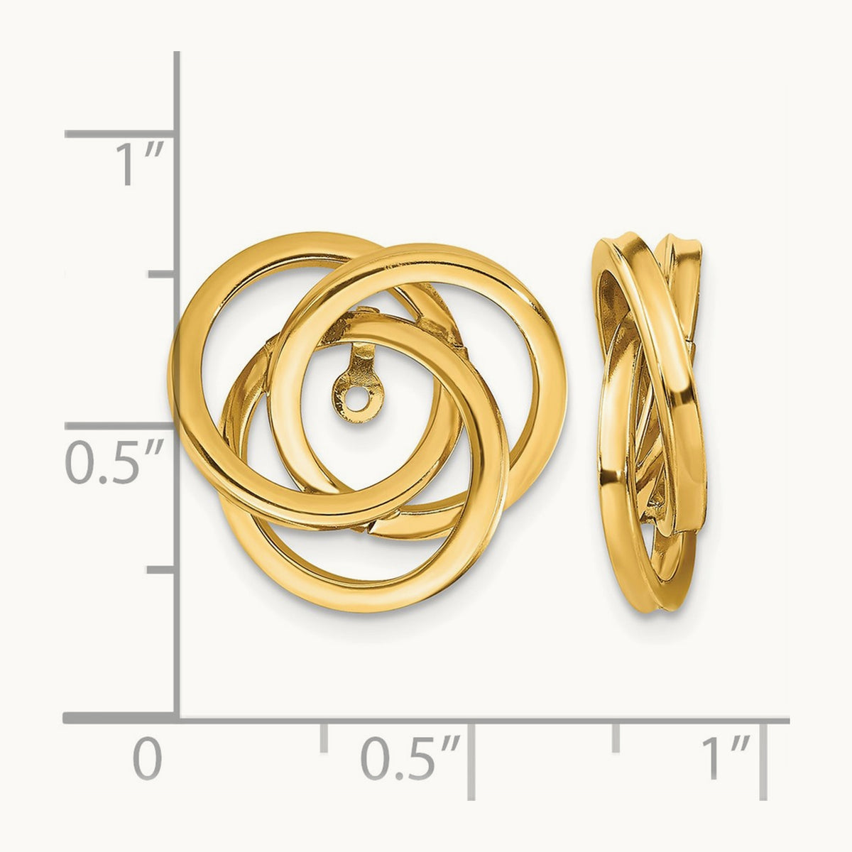 Polished Love Knot Earring Jackets — 14K Yellow Gold, 18mm