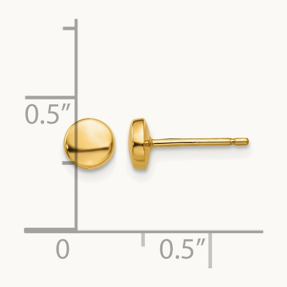 Polished Round Button Post Earrings — 5mm