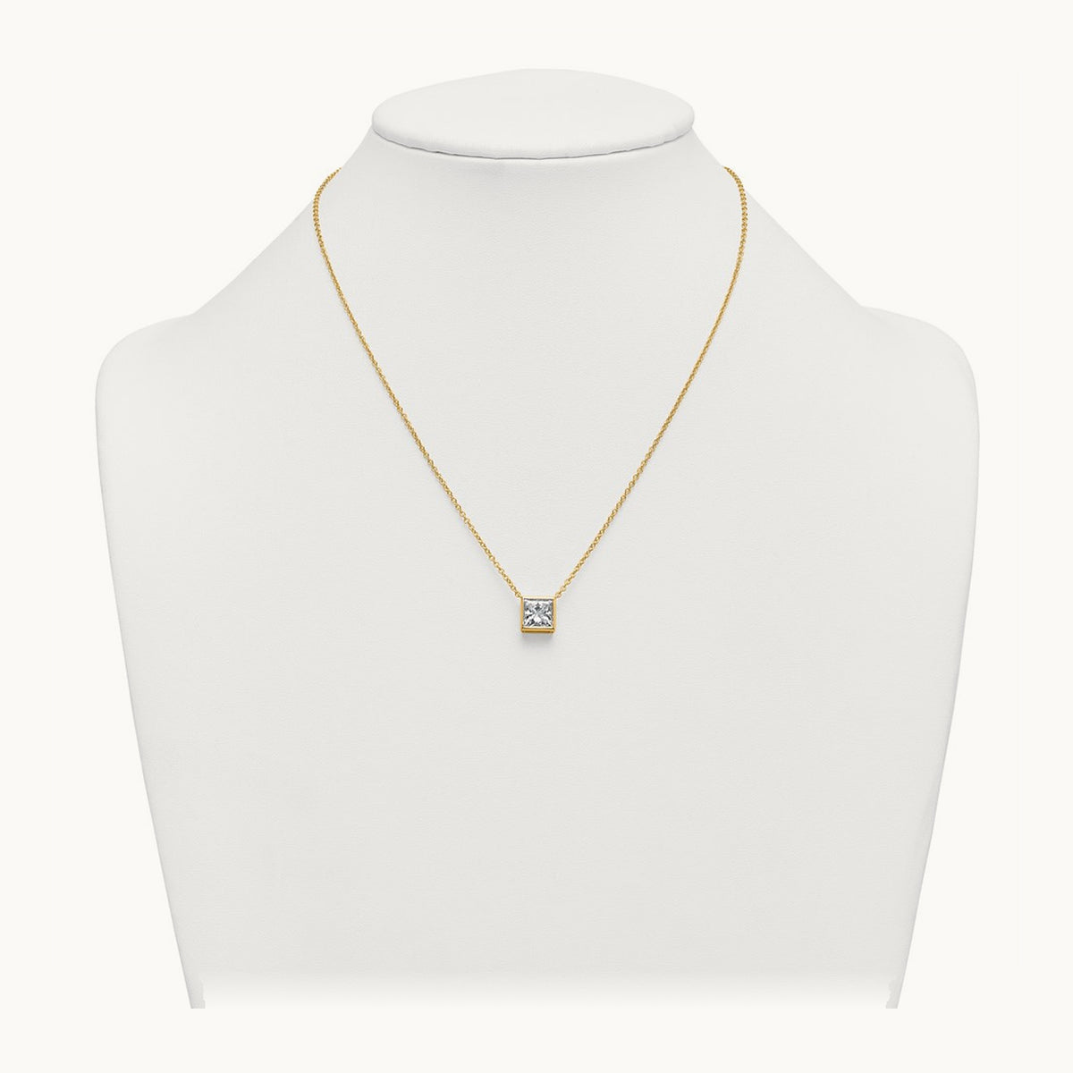 Princess Bezel Set Pendant, 1.00-4.00 ct tw Lab-Grown Diamond — 2 1/2 ct, 14K Yellow Gold