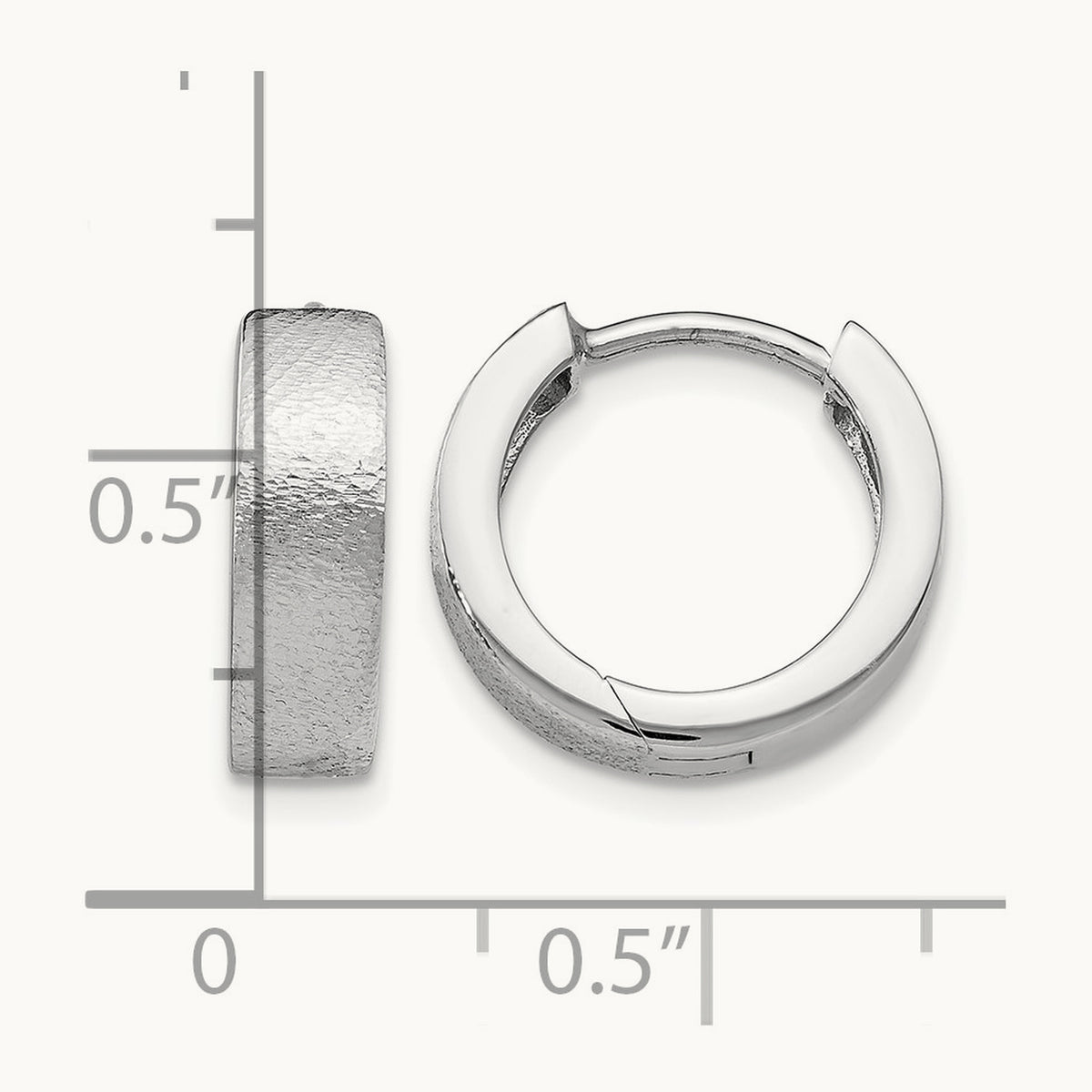 SS RH-plated Radiant Essence Textured Huggie Hoop Earrings — Leslie's