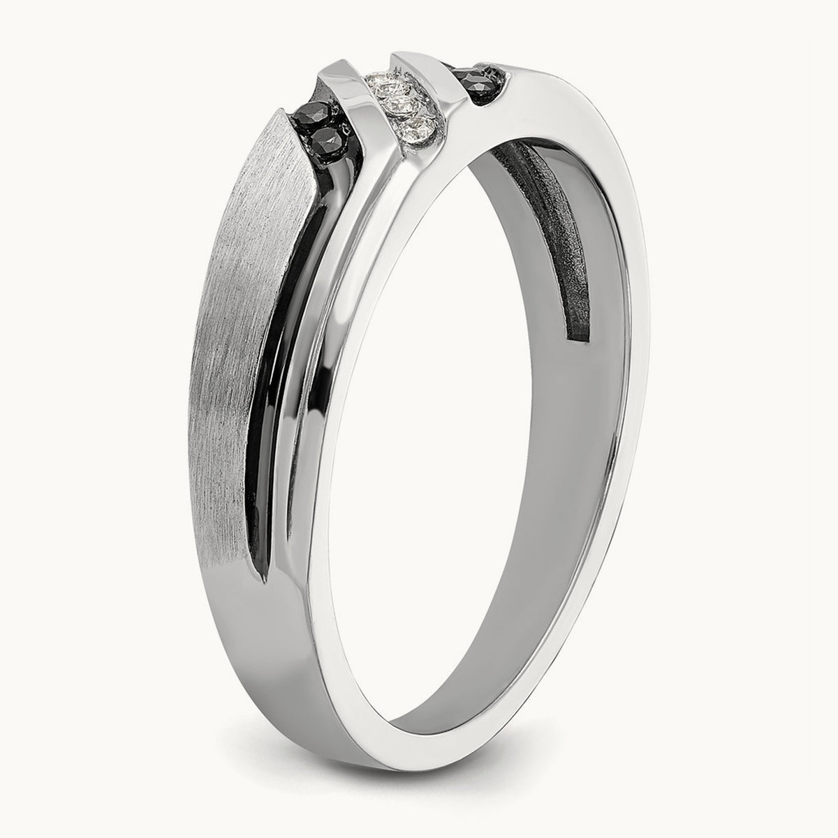 With Blk RH & Blk Men's Ring, 0.10 ct tw Lab-Grown Diamond