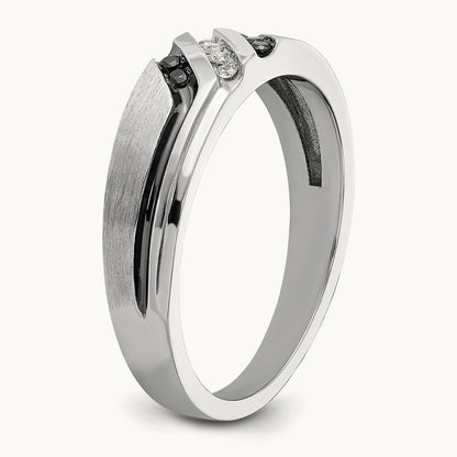 With Blk RH & Blk Men's Ring, 0.10 ct tw Lab-Grown Diamond