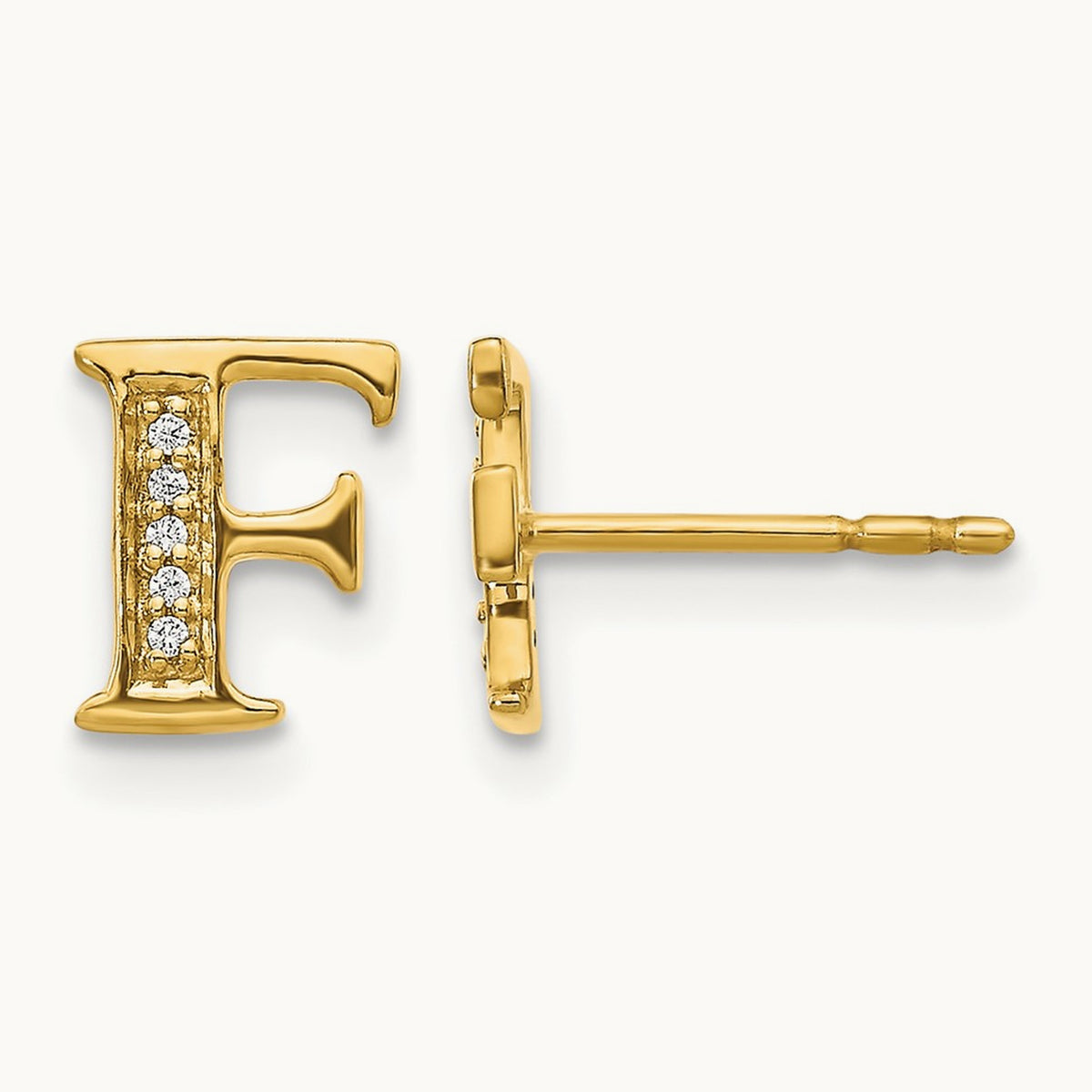 Diamond Earrings — 14K Yellow Gold, 8mm, F