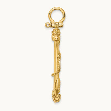 3-D Large Anchor w/ Rope Charm, 14K