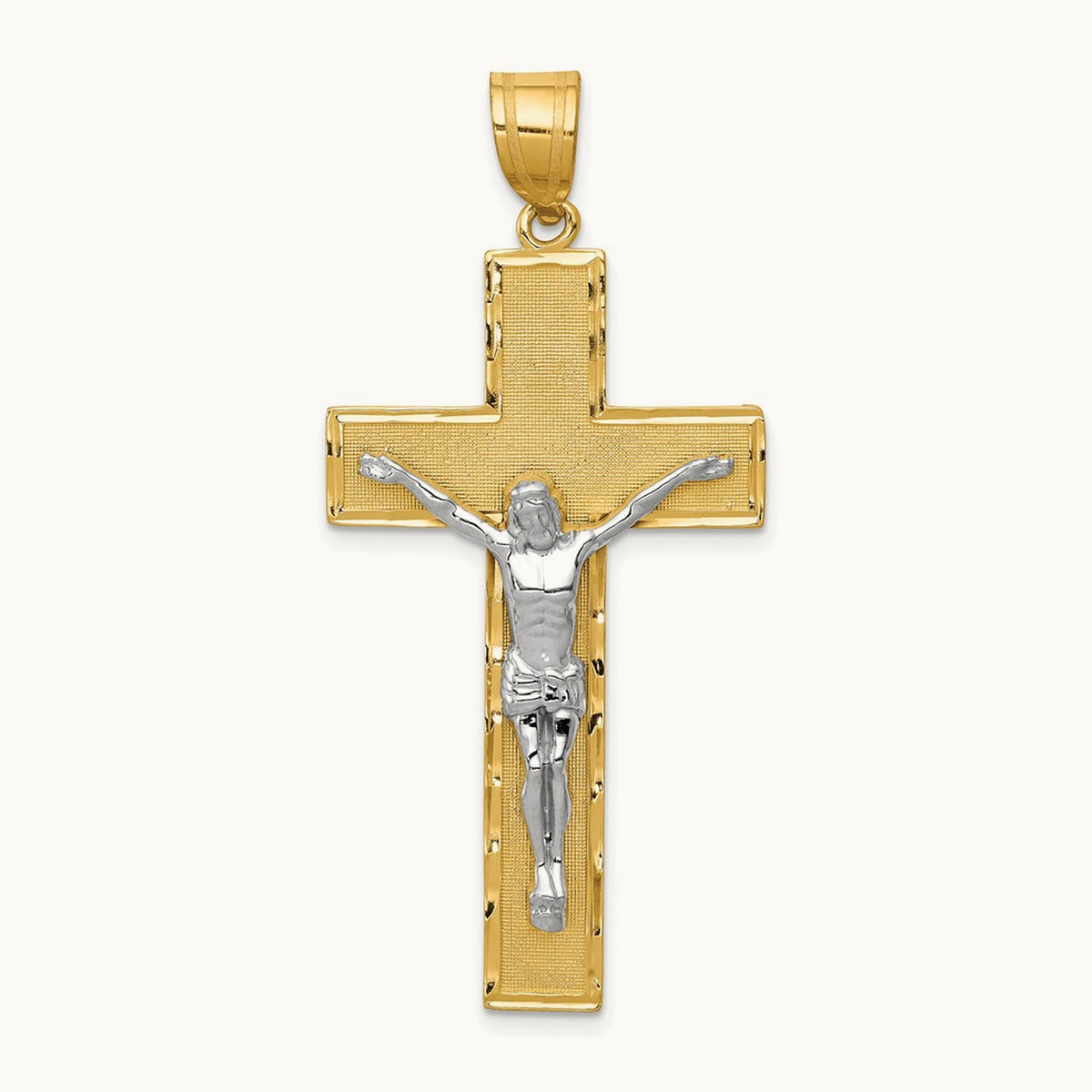 Diamond-cut Crucifix Pendant, 14K Two-tone