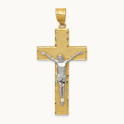 Diamond-cut Crucifix Pendant, 14K Two-tone