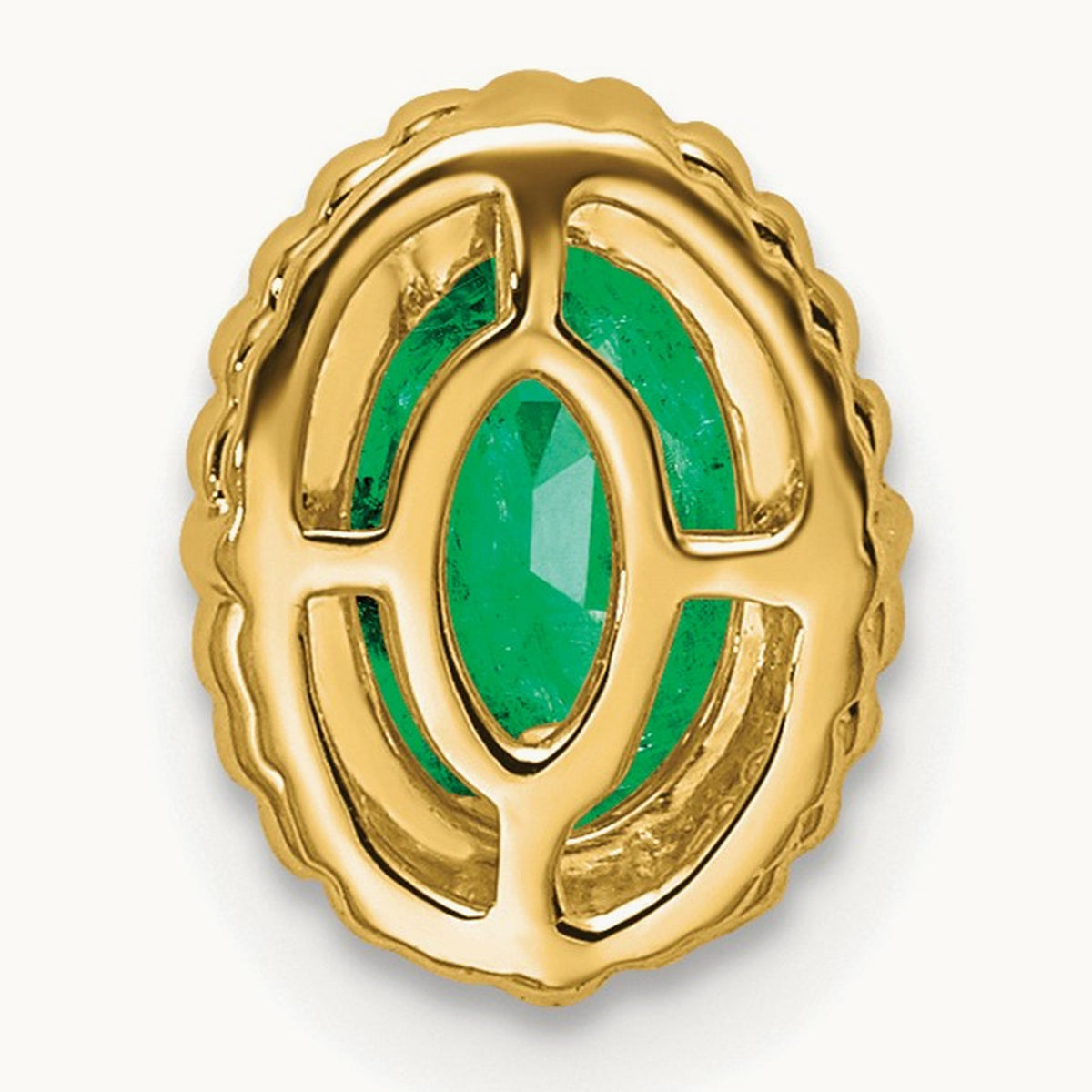 Oval Emerald Chain Slide — 14K Yellow Gold