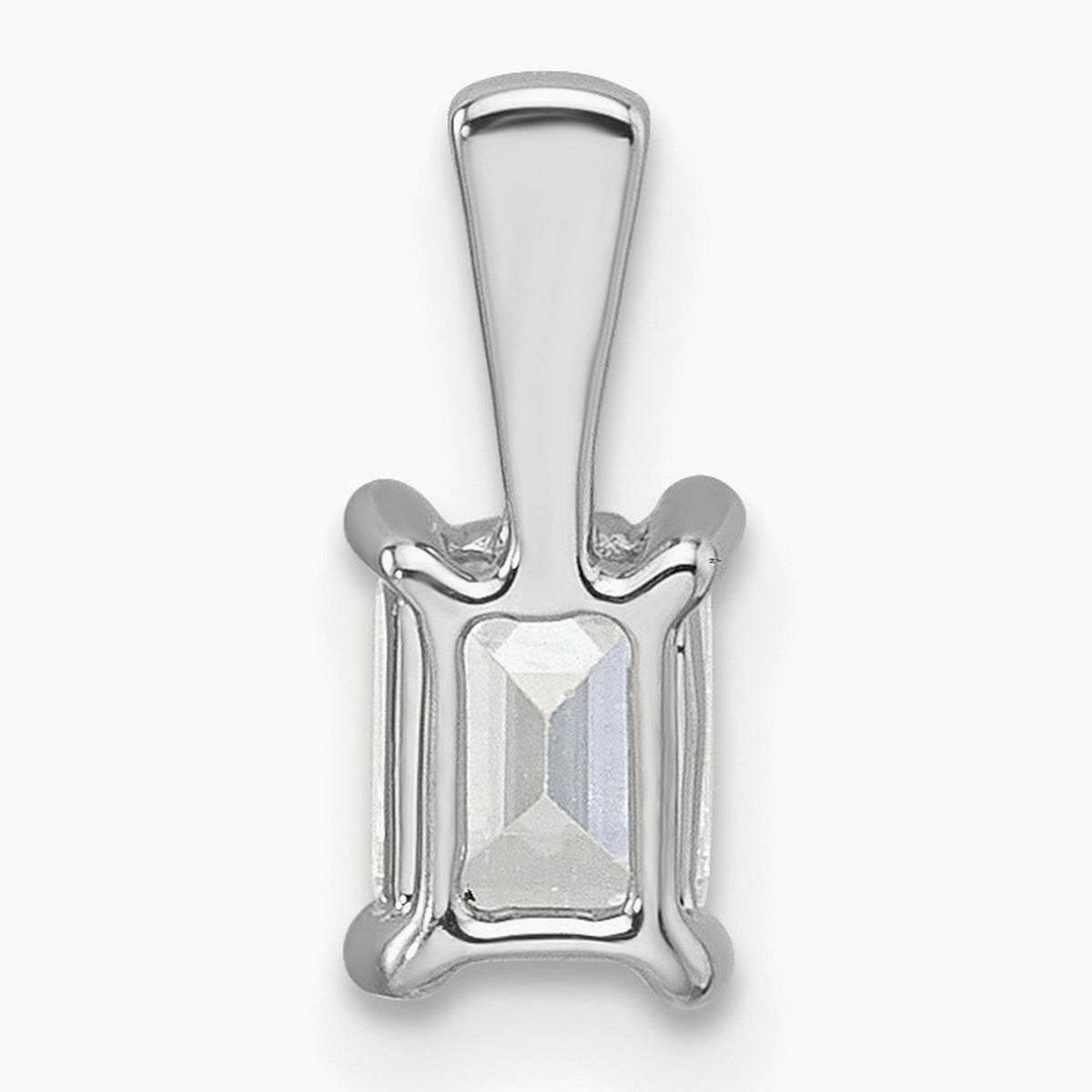 Emerald Four-Prong Pendant, 1/2-5 ct Lab-Grown Diamond — 14K White Gold