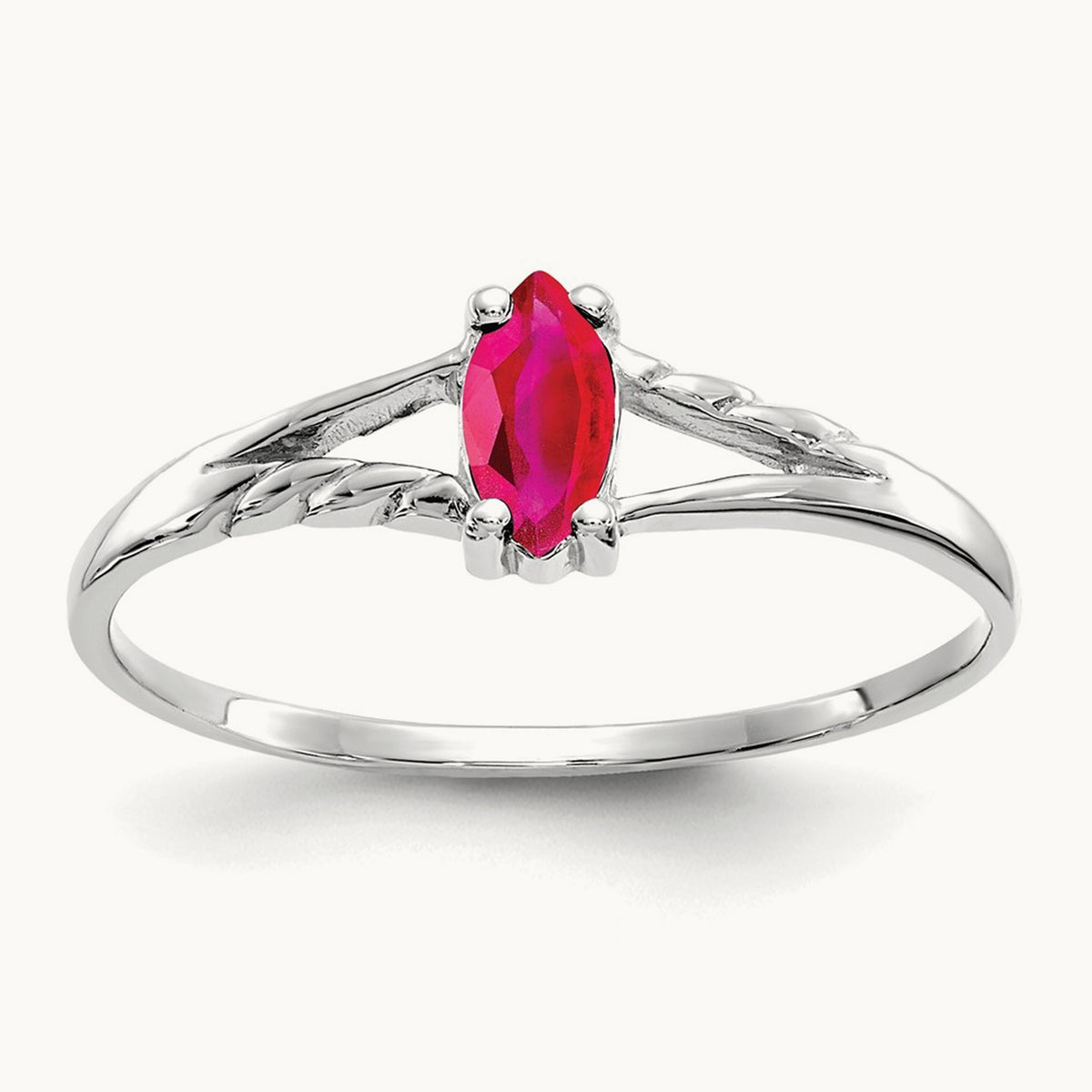 Ruby Birthstone Ring, 14K White Gold