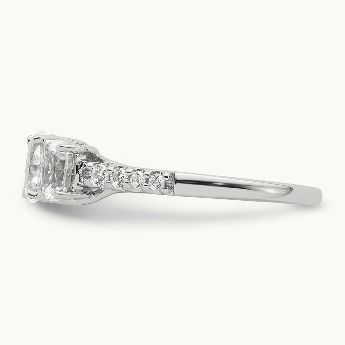 Oval Center Semi-Mount 3 Stone Engagement Ring, 0.10-0.25 ct tw Lab-Grown Diamond — 1/8 ct