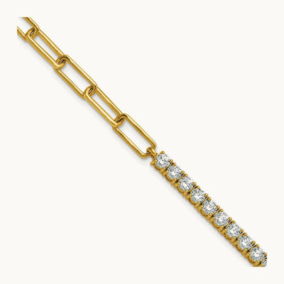 Half Paperclip with Ext Bracelet, 3.75 ct tw Lab-Grown Diamond — 14K Yellow Gold