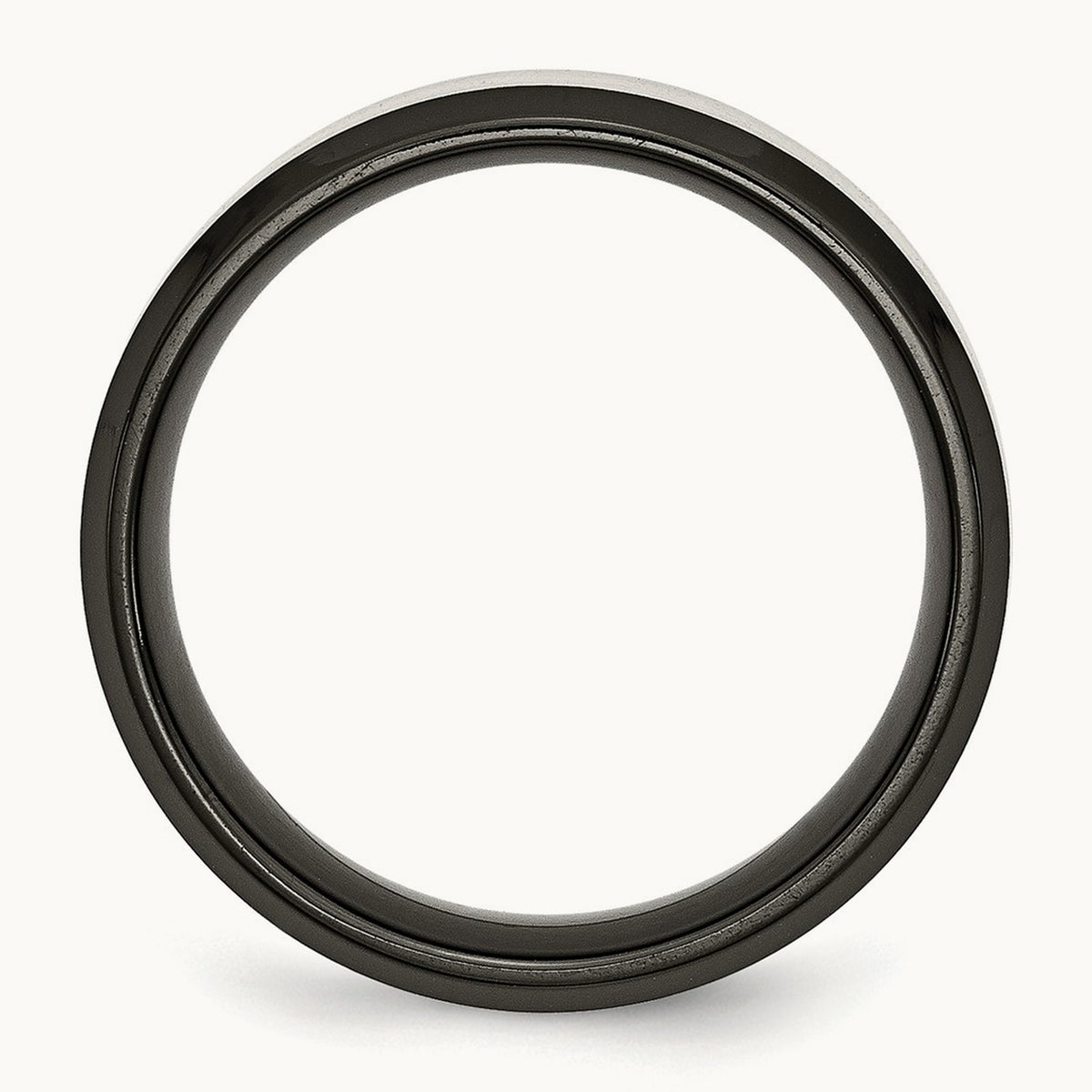 Brushed Center Black IP-plated Beveled Edge Band — photo set