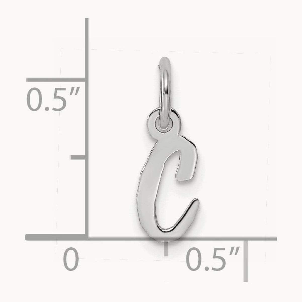 Small Script Letter C Initial Charm, 14K White Gold