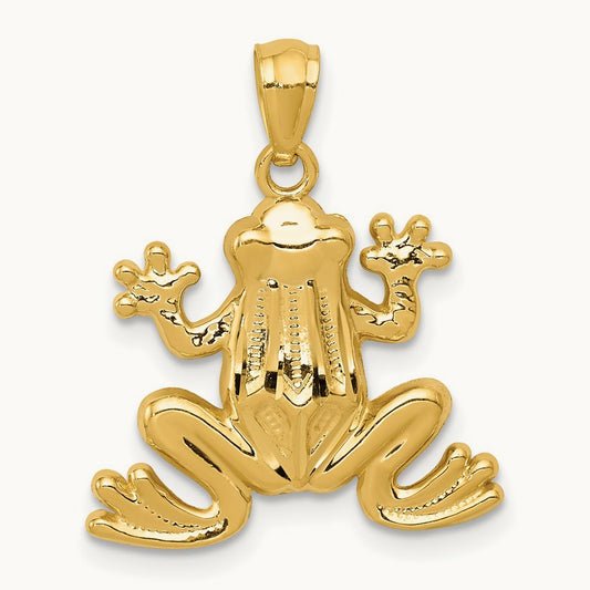 Polished Frog Pendant, 14K