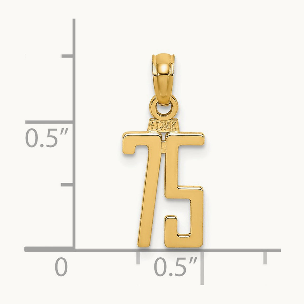Polished Number 75 Pendant, 14K