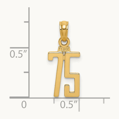 Polished Number 75 Pendant, 14K