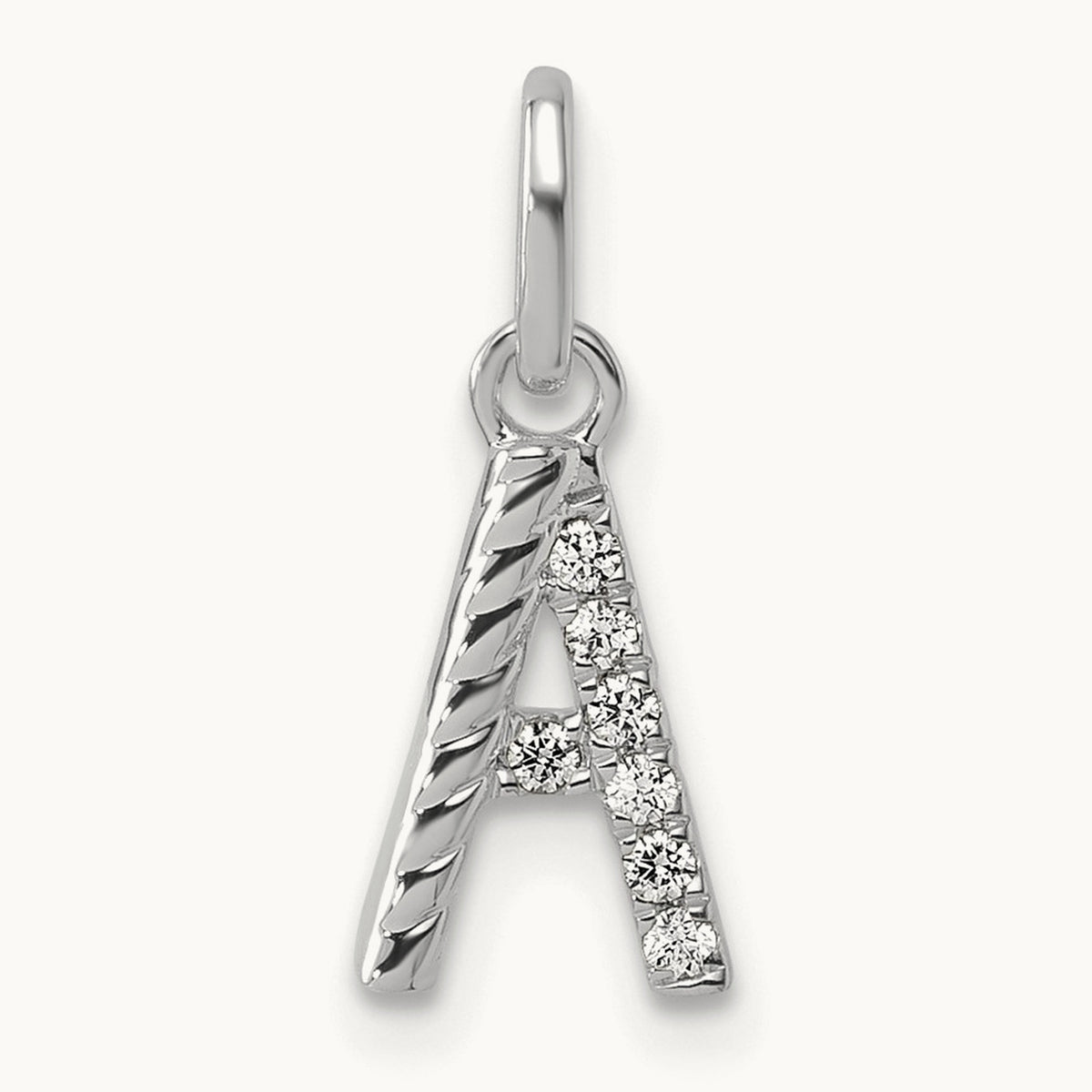Twisted with Diamond Charm — 14K White Gold, A