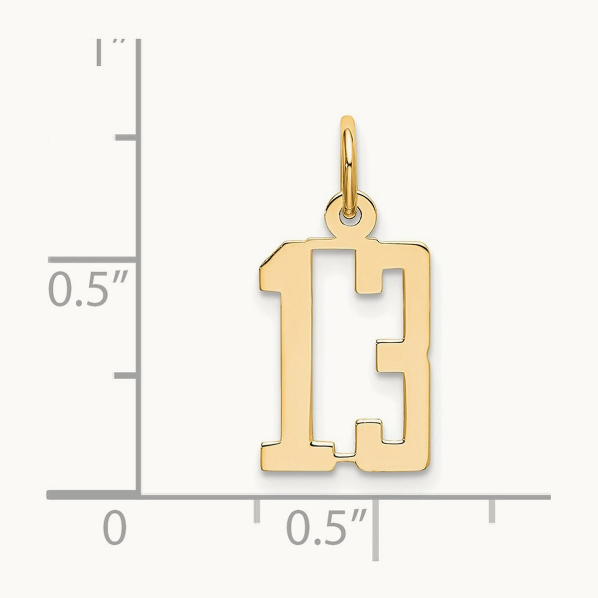 Small Elongated Number 13 Charm, 14K