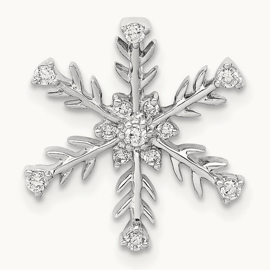 1/6ct. Diamond Snowflake Chain Slide, 14K White Gold
