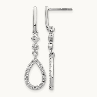 Diamond Teardrop Earrings — 14K White Gold, 35mm