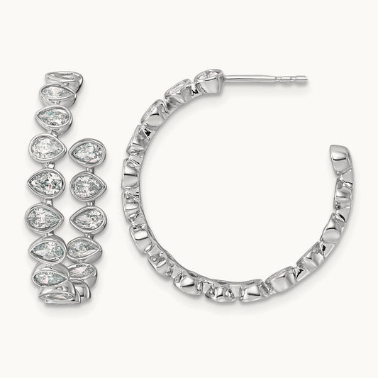 Post East/West Pear Hoop Earrings, 2.25-2.50 ct tw Lab-Grown Diamond