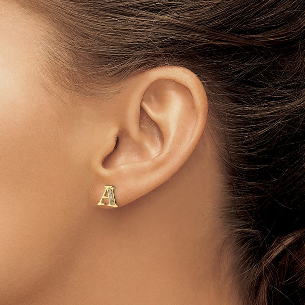 Diamond Earrings — 14K Yellow Gold, 8mm, A