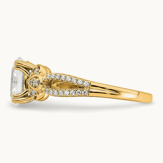 1 1/2ct Oval Split Shank Semi-Mount Engage Dia Ring, 14K Gold