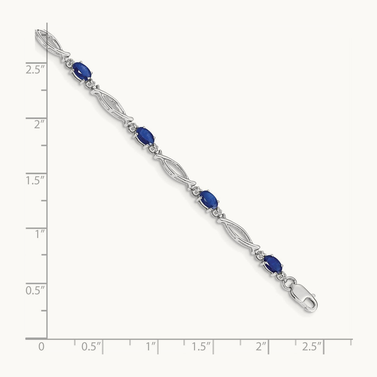 Diamond and Sapphire Bracelet, 14K White Gold