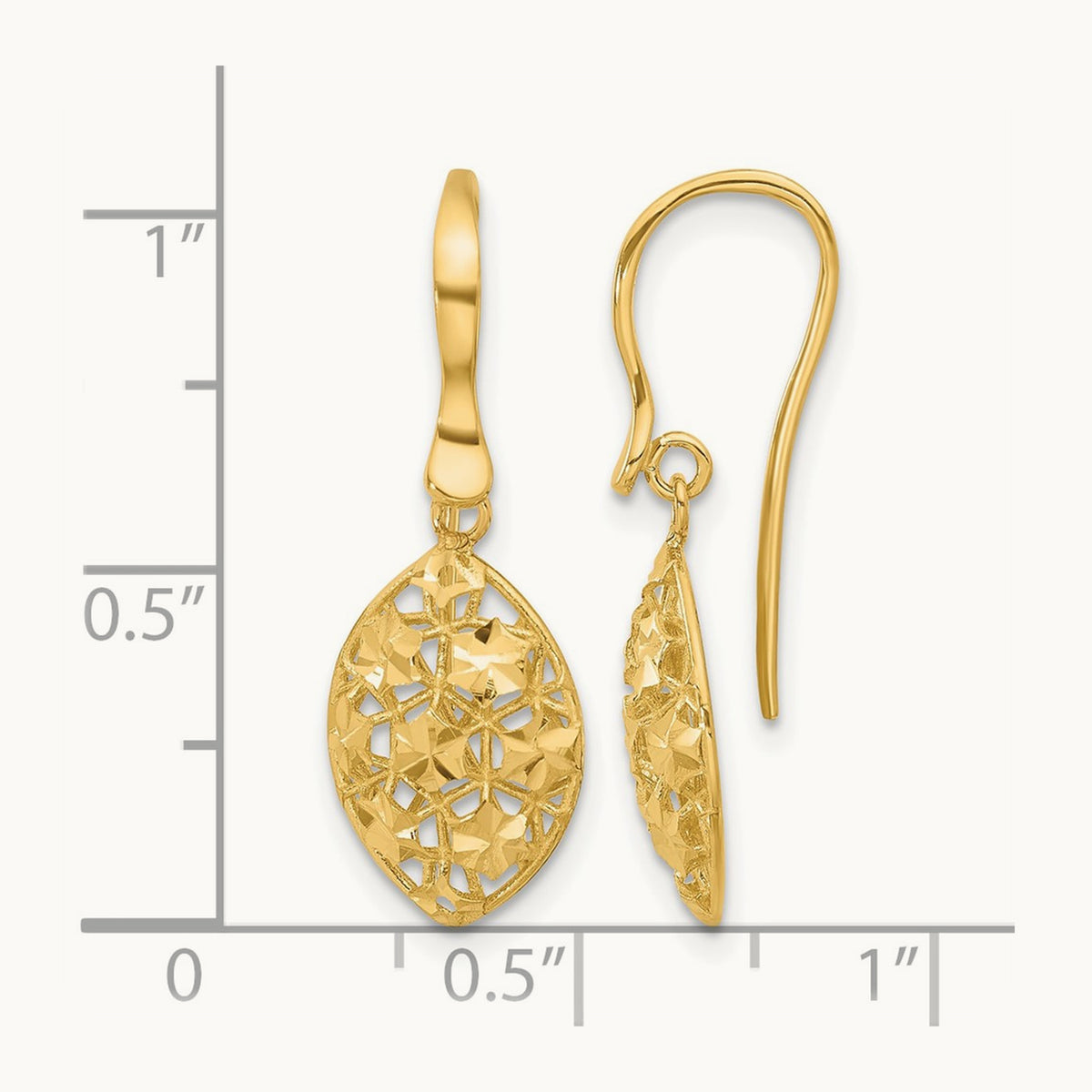 Polished D/C Shepherd Hook Dangle Earrings, 14K — Leslie's