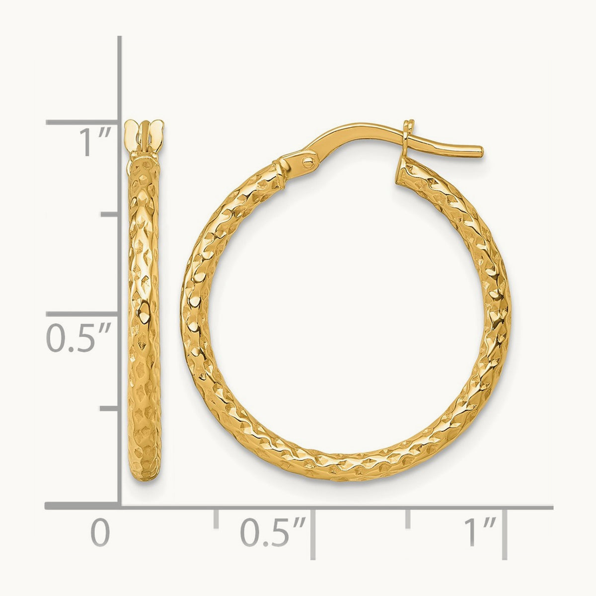 Polished Diamond-cut Hoop Earrings — 14K Yellow Gold, 23mm