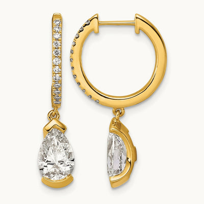 Pear Bezel Dangle Hoop Earrings, 2.50 ct tw Lab-Grown Diamond