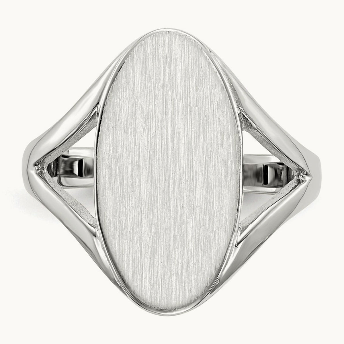 9.0x17. Closed Back Signet Ring, 0mm, 14K White Gold