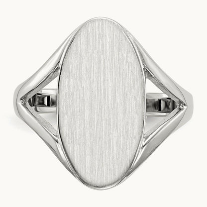 9.0x17. Closed Back Signet Ring, 0mm, 14K White Gold