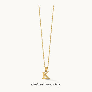 Polished Etched Letter K Initial Pendant, 14K