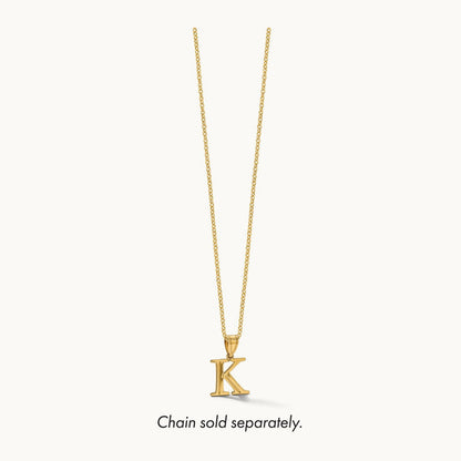 Polished Etched Letter K Initial Pendant, 14K