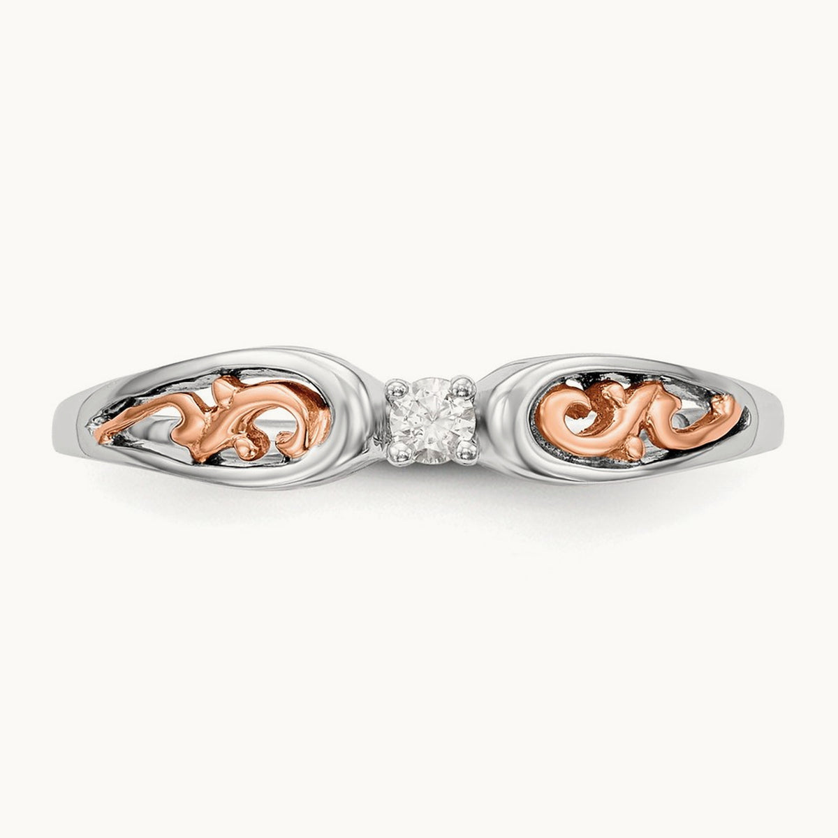 First Promise Comp. Diamond Promise/Eng Ring, 14K White Gold with Rose Gold