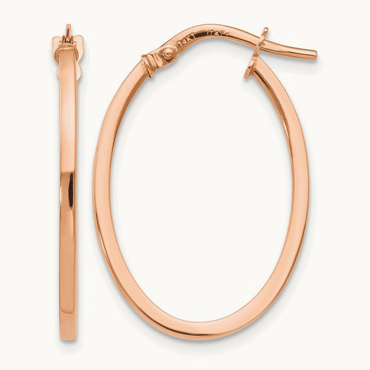 Polished Oval Hoop Earrings, 10K Rose Gold — Leslie's