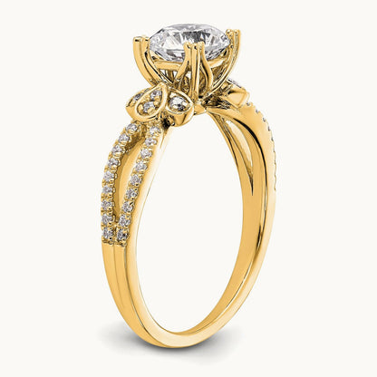 Gold Round Split Shank Semi-Mount Engagement Ring, 0.75 ct tw