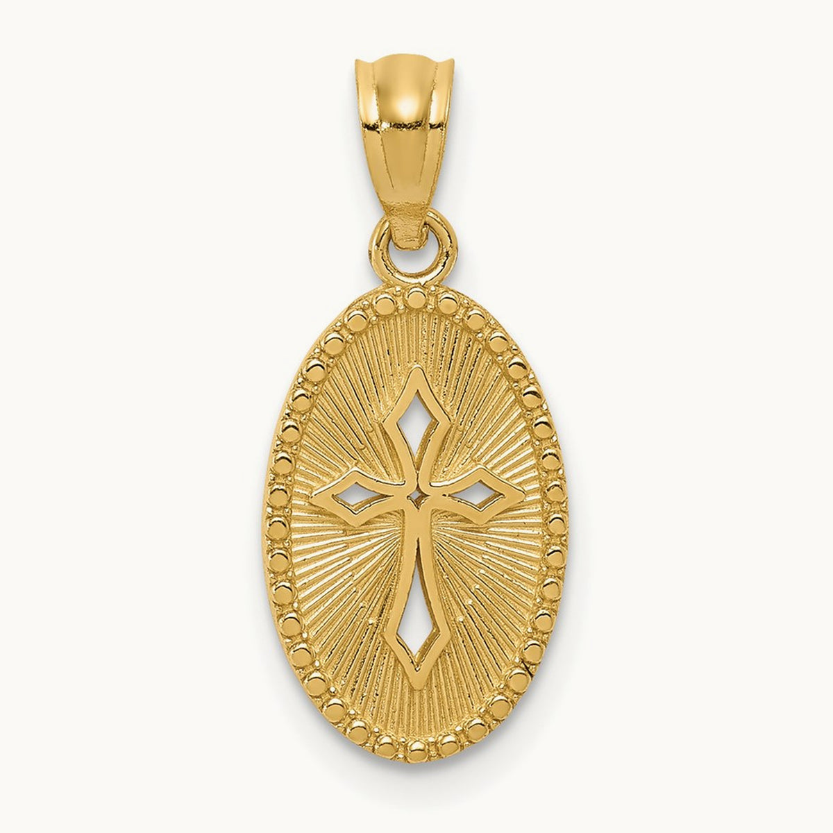 Polished Small Cross Medal Pendant, 14K Gold