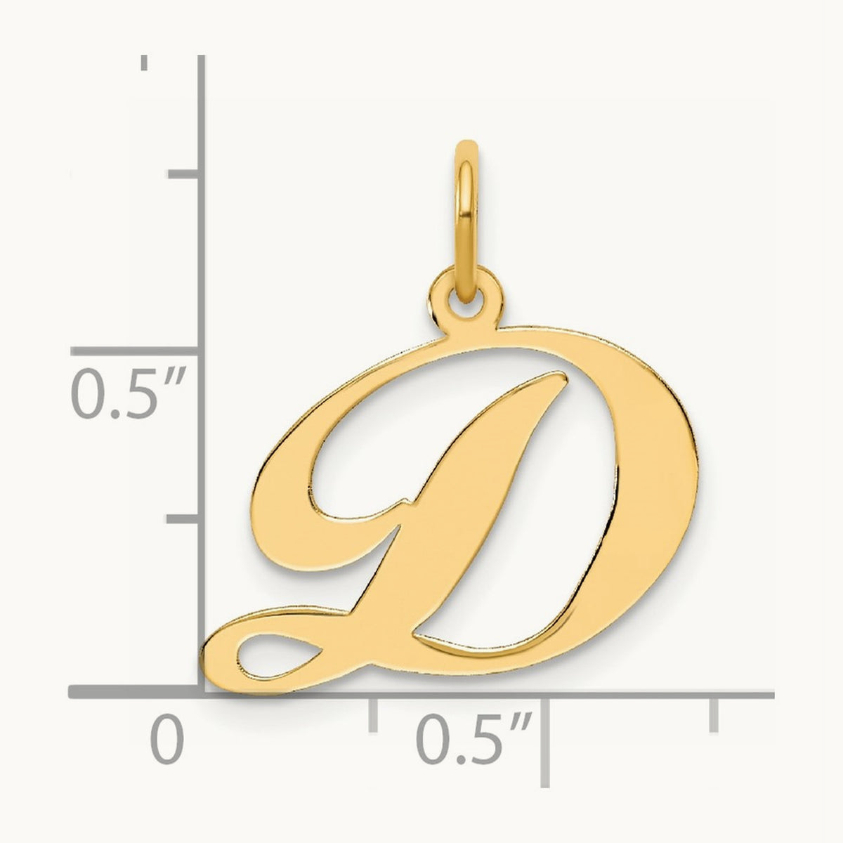 Medium Fancy Script Initial Charm — 14K Yellow Gold, D