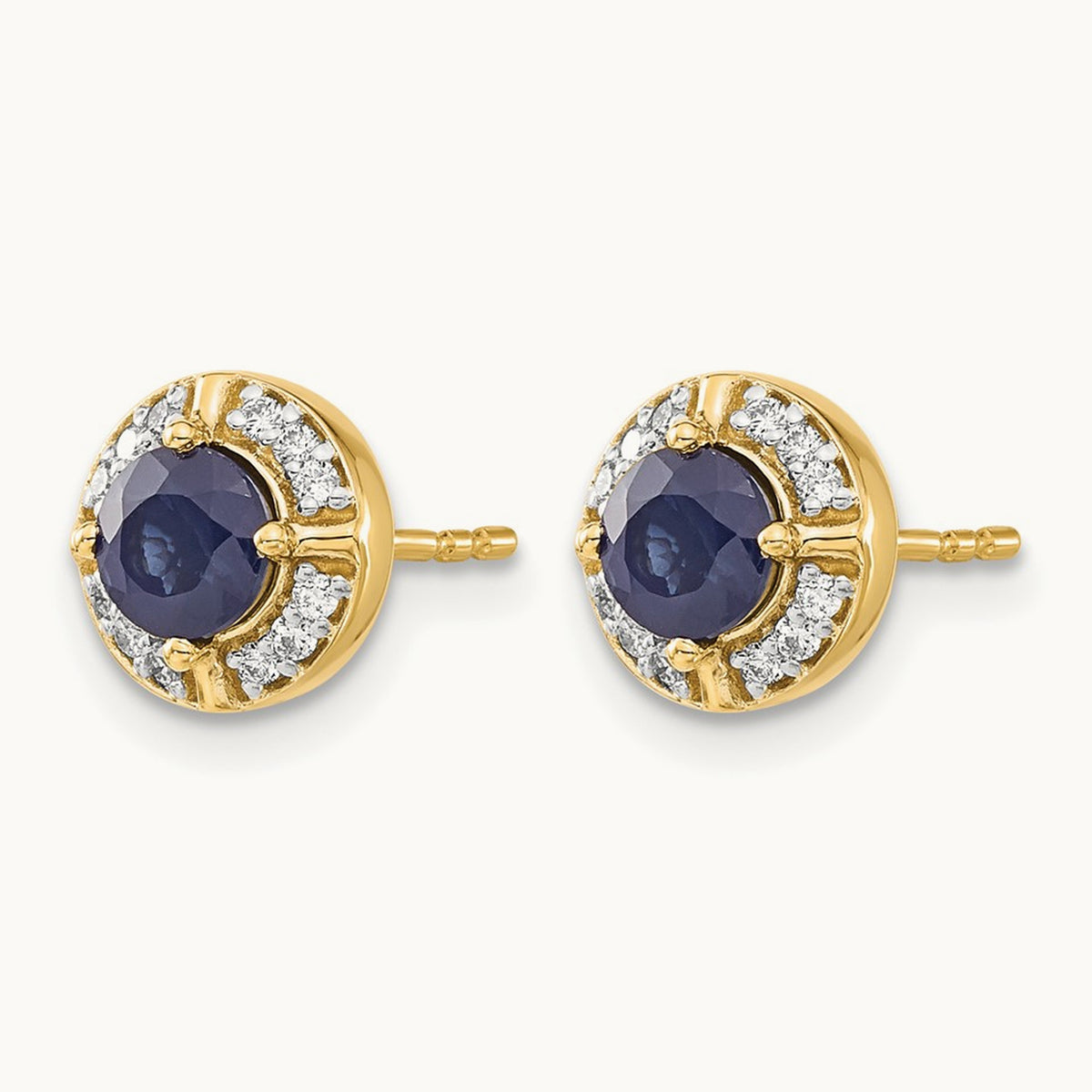 Diamond and Sapphire Fancy Halo Earrings, 14K