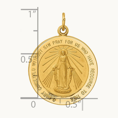 Solid Polished/Satin Medium Round Miraculous Medal, 14K