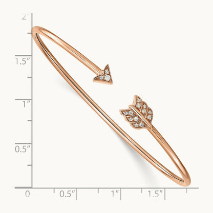 Diamond Arrow Cuff Bangle, 14K Rose Gold