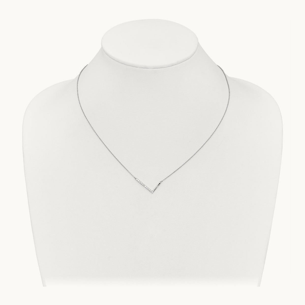 Sideways Diamond Necklace — 14K White Gold, L