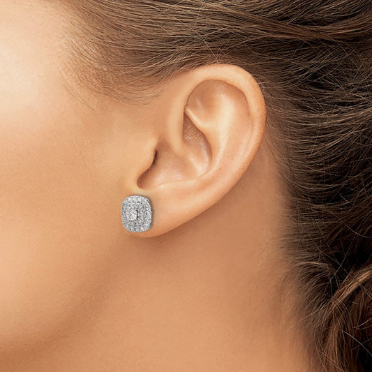 Double Halo Post Earrings, 1.50 ct tw Lab-Grown Diamond
