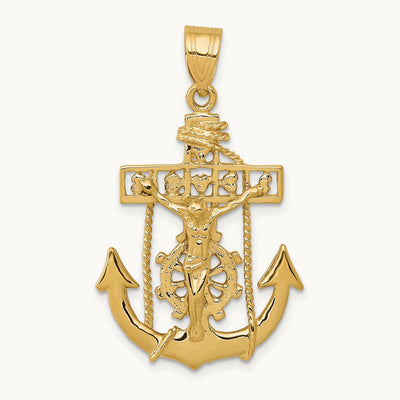 Mariners Cross Pendant — 14K Yellow Gold, 36mm