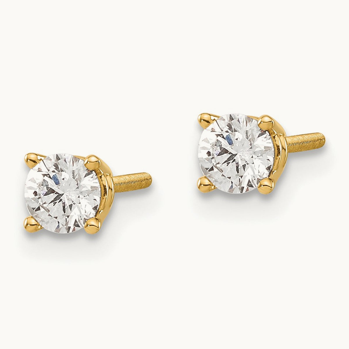 Round Diamond Stud Earrings — 14K Yellow Gold, 0.44 ct tw